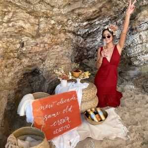 Aura the Label Midi Red Dress